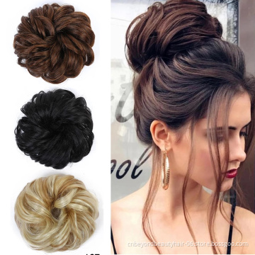 chignon hair elastic hair bun hair synthetic Wrap On Messy Bun Ponytails Curly Scrunchy chignon for women